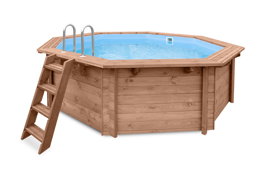 Holzpool 4.3m Ø GartenSchwimmbecken aus Holz Aufstell